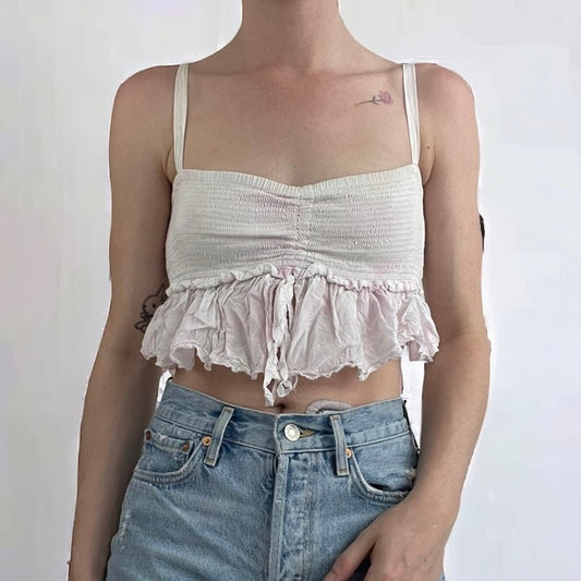 Wilfred La Bohéme Cropped Ruffled Pastel Pink Tank Top