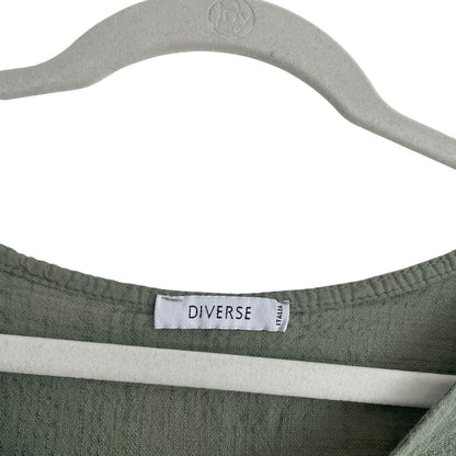 Diverse Olive Green Ruffle Trim Blouse