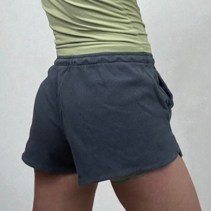 John Galt Blue Waffle Knit Casual Mini Lounge Shorts