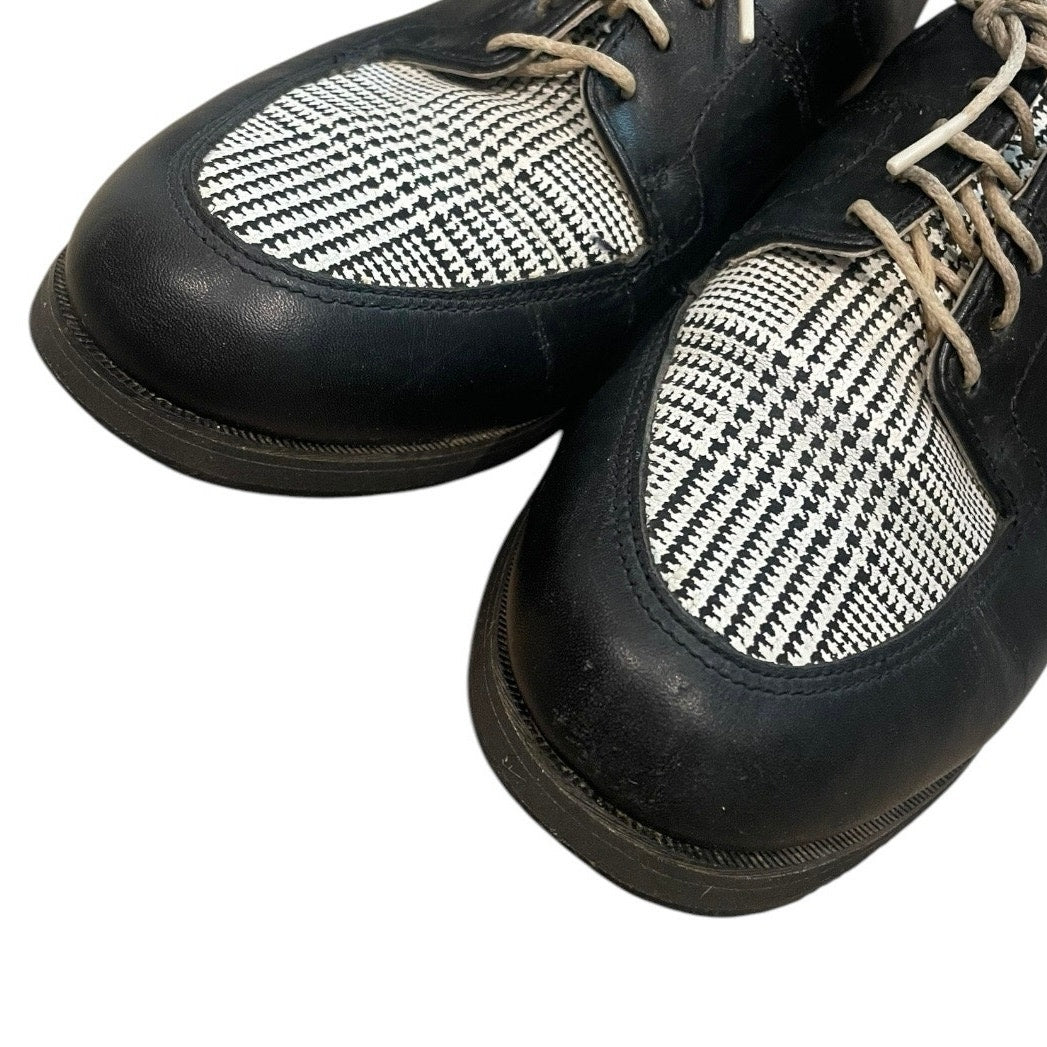 Footjoy Black and White Houndstooth Leather Golf Shoes