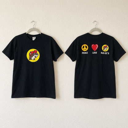 Black Peace Love Buc-ee's Graphic Short Sleeve Tee