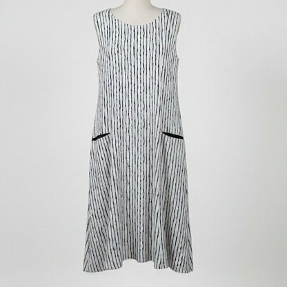 Matthildur Black & White Abstract Striped Midi Dress