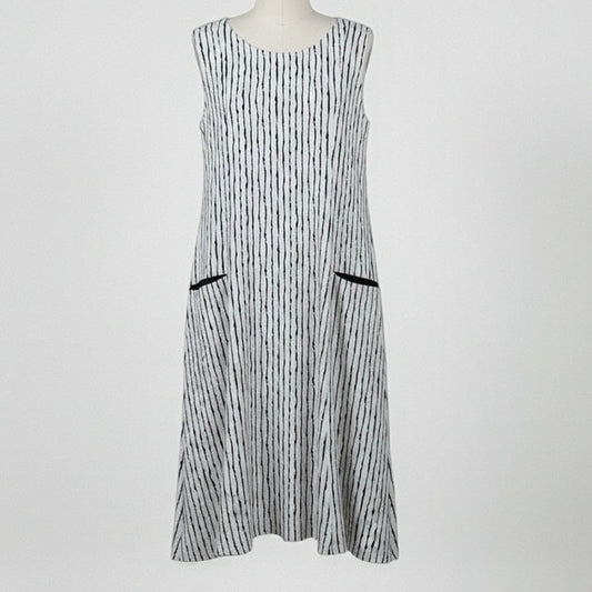 Matthildur Black & White Abstract Striped Midi Dress