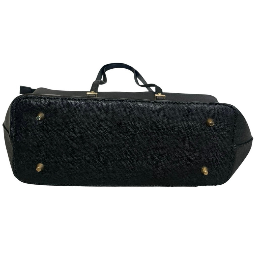 LoveVook Black Faux Leather Structured Tote Bag