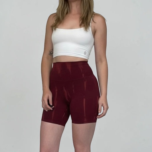 Lululemon Athletica Burgundy Tie Dye Bike Shorts