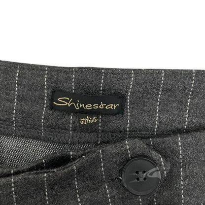 Shinestar Grey Pin Striped Wide Leg Cuffed Trousers