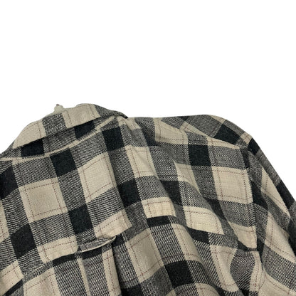 American Eagle Beige & Grey Plaid Long Sleeve Button Down Shirt