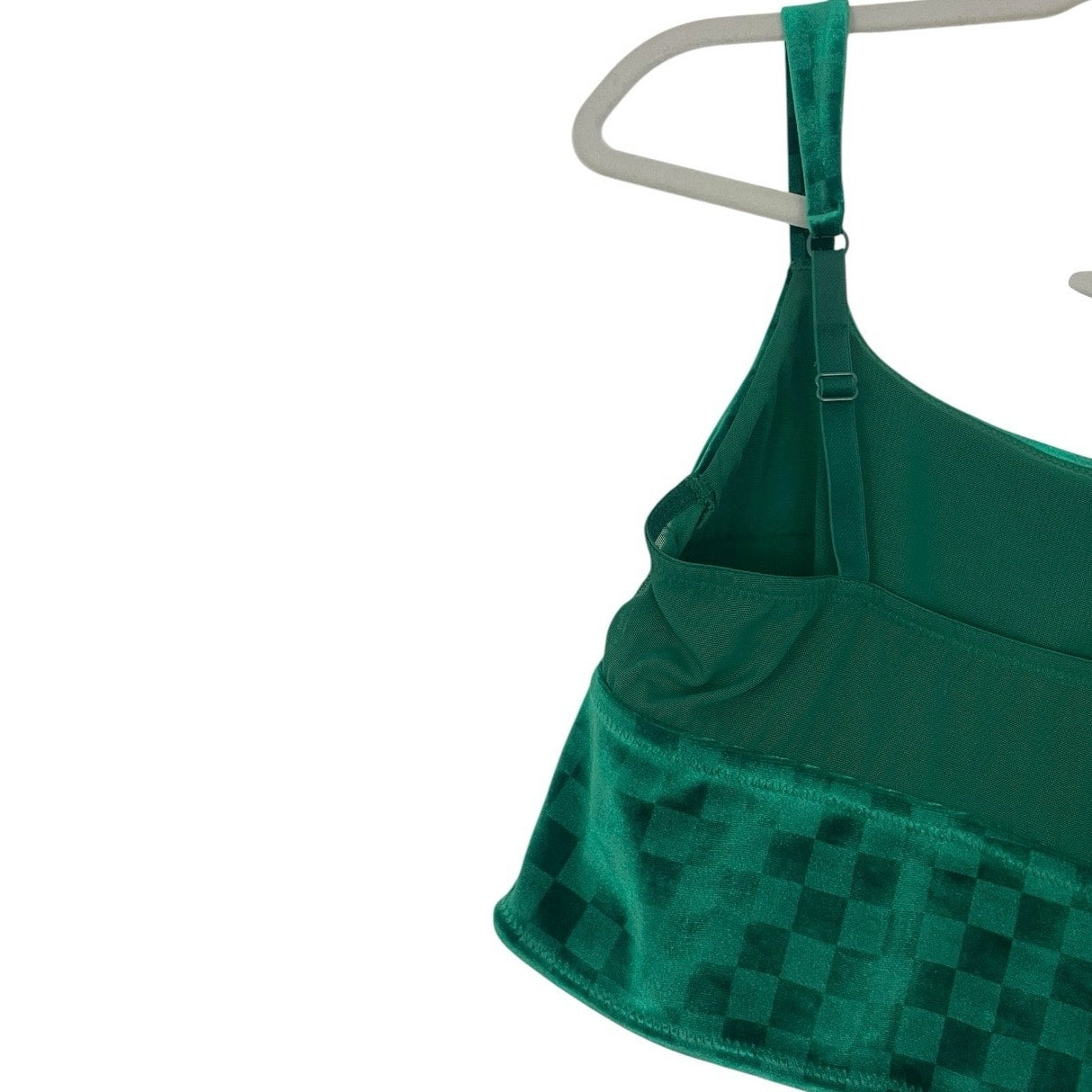 Colsie Green Velvet Checkerboard Cropped Tank Top