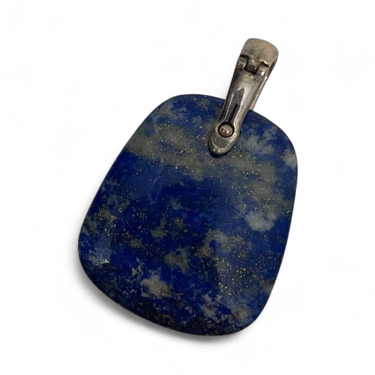 Vintage Blue Large Stone Silver Statement Jewelry Pendant
