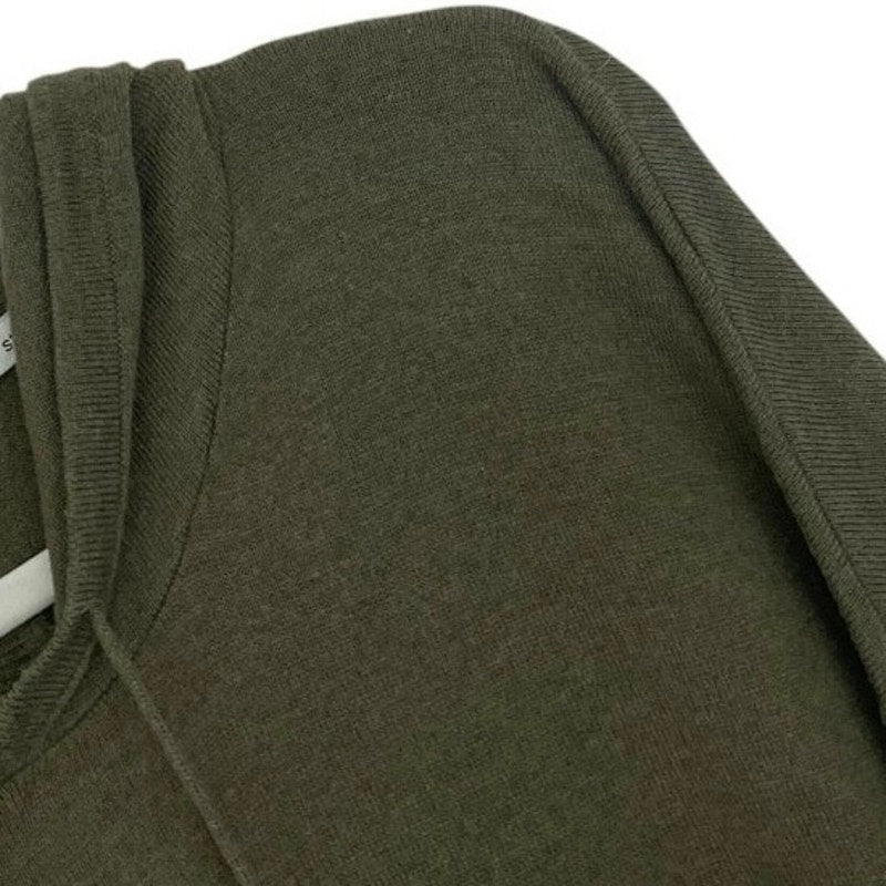 Stitches & Stripes Olive Green Cutout Knit Hooded Sweater