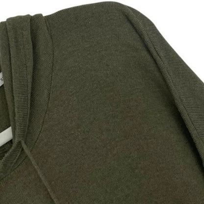 Stitches & Stripes Olive Green Cutout Knit Hooded Sweater