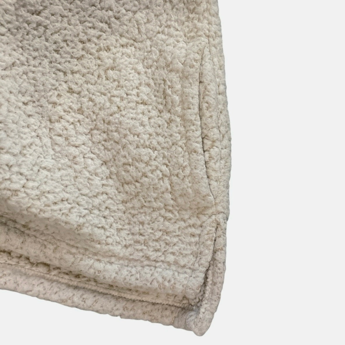 Time and Tru Fluffy Oatmeal Heather Cream Sherpa Teddy Quarter Zip