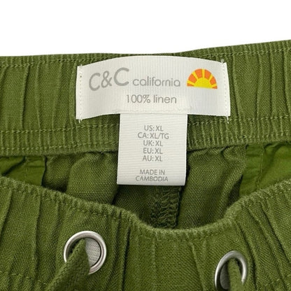 C&C California Olive Green Linen Cargo Pants