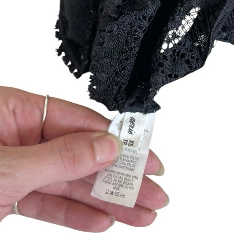 Aerie Black Lace Strappy Back Triangle Padded Bralette