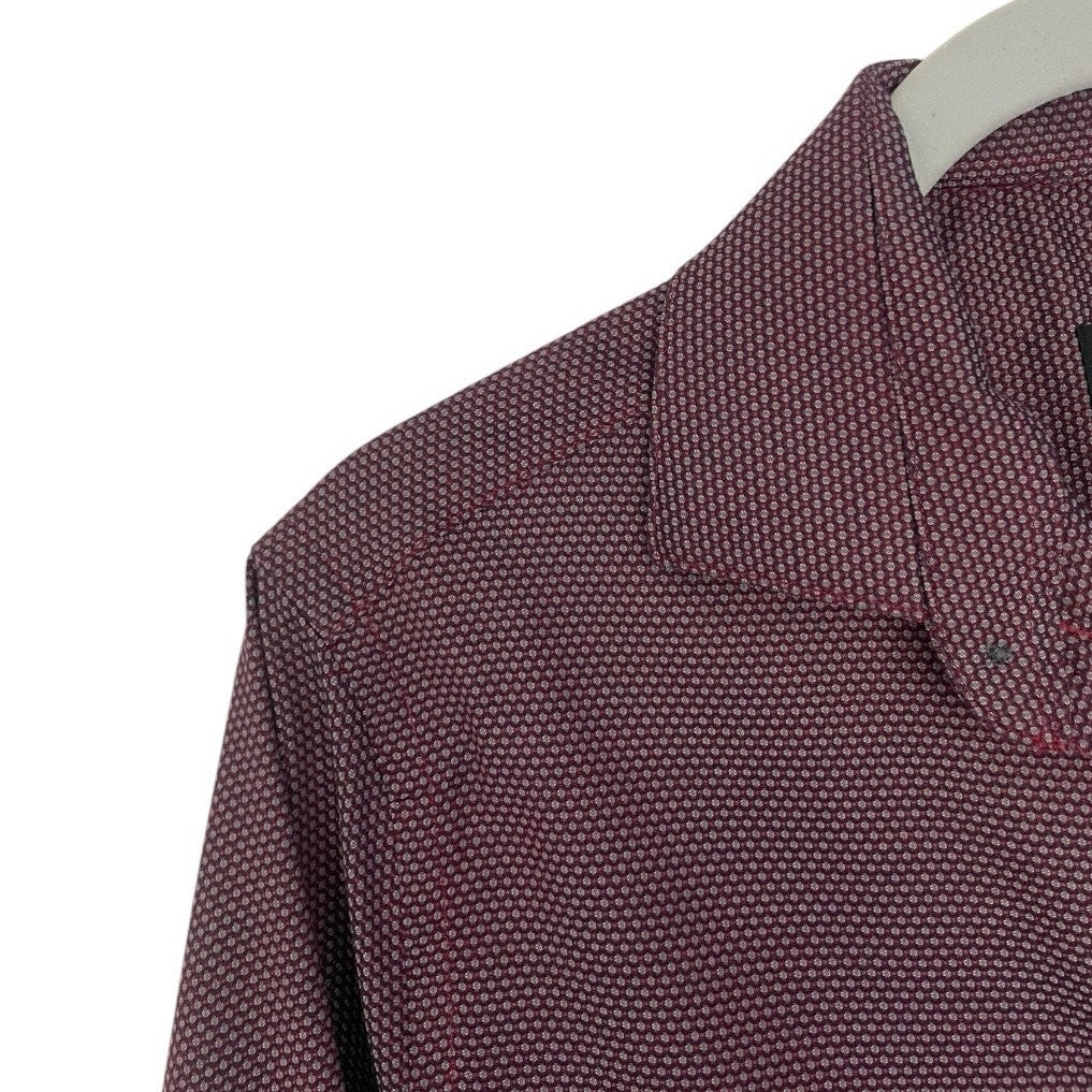 Kenneth Cole Mens Red Polka Dot Slim Fit Button Down Dress Shirt