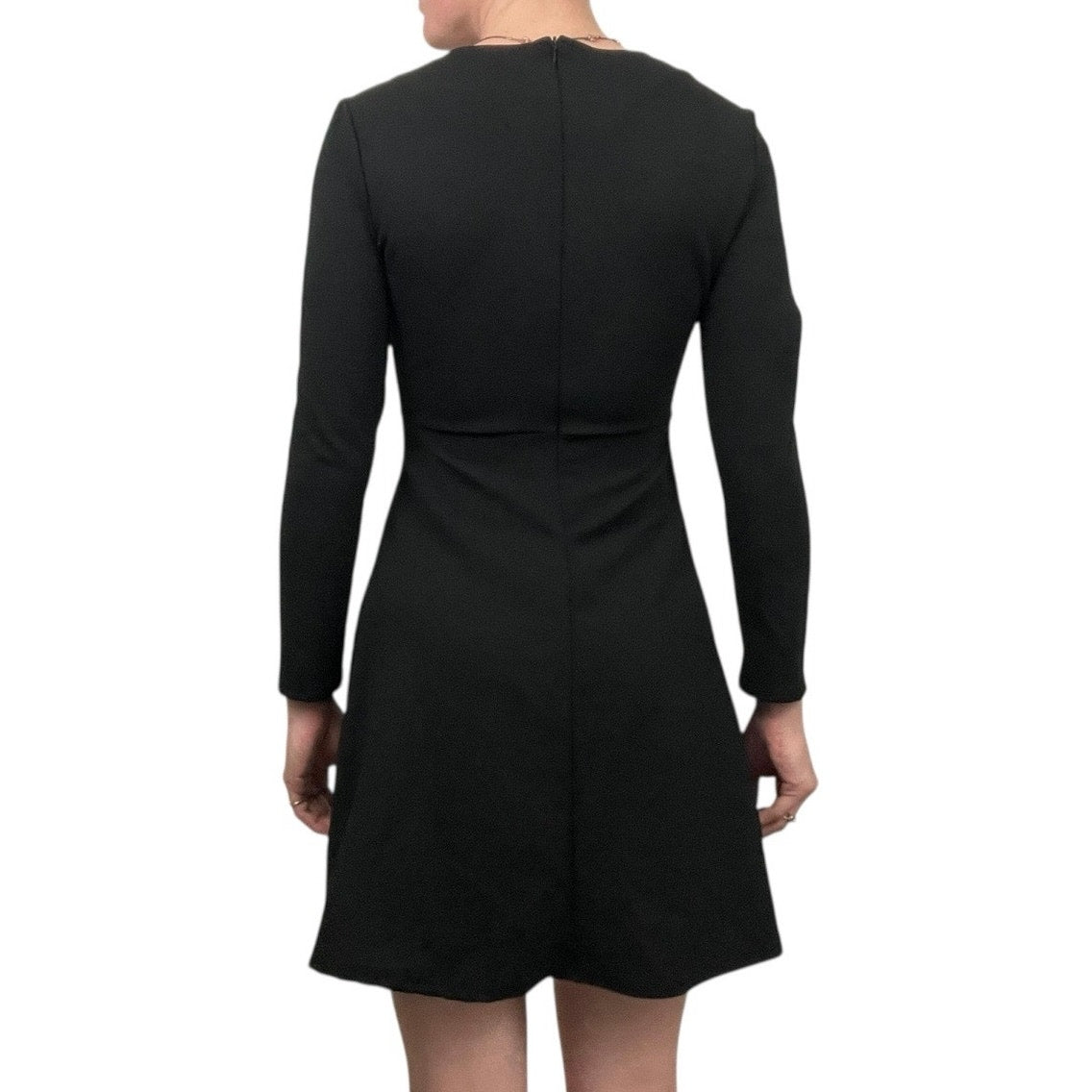 Jusfitsu Black Long Sleeve A-Line Mini Dress