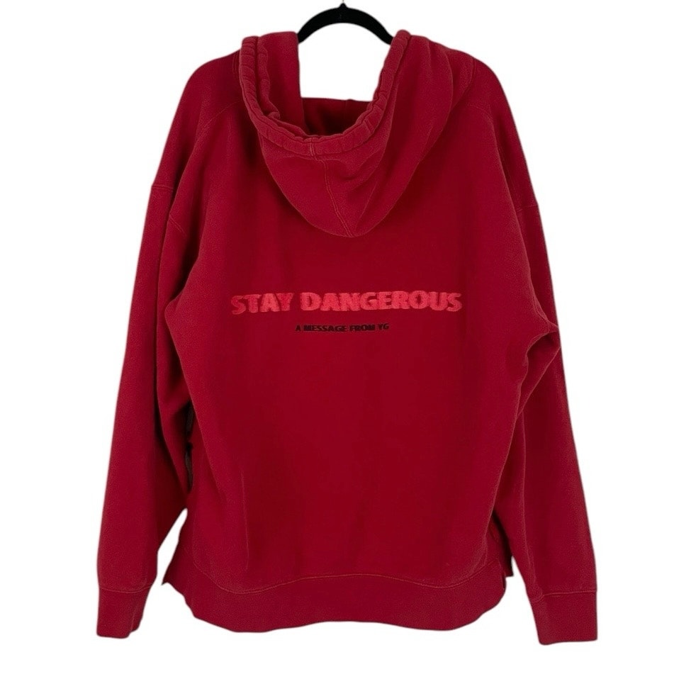 Stay Dangerous A Message From YG Red Distressed Hoodie