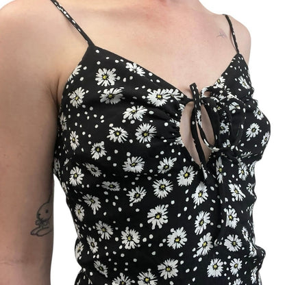 Skylar + Madison Black & White Floral Open Tie Back Mini Dress