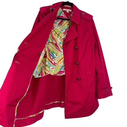 Tommy Hilfiger Vibrant Pink Button Down Collared Coat