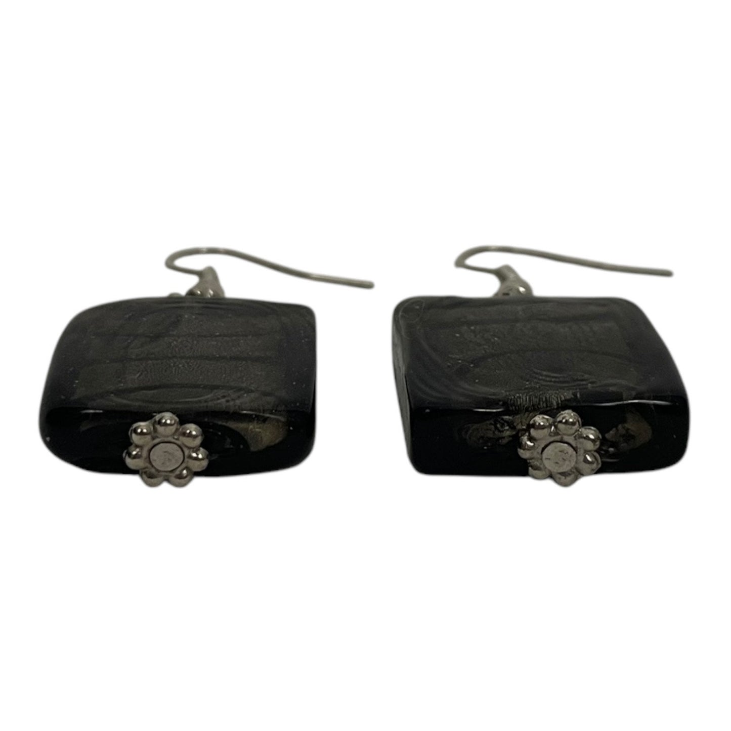 Vintage Translucent Black Square Pendant Earrings