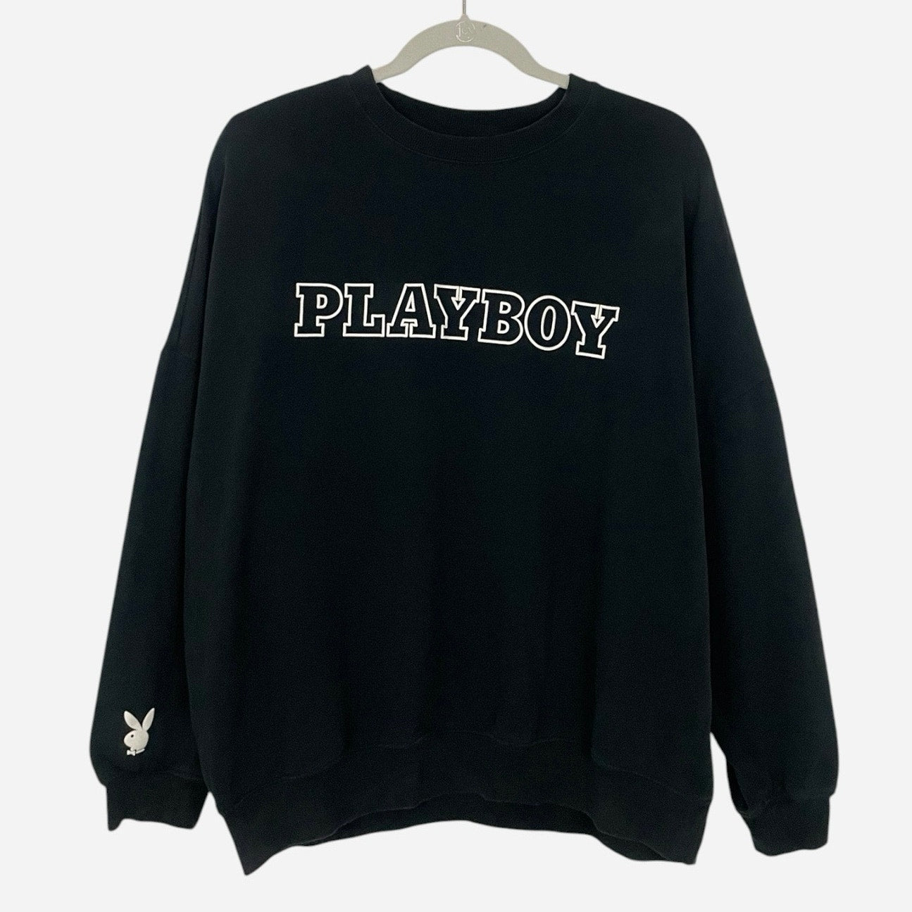 Playboy by PacSun Black & White Graphic Crewneck Sweatshirt