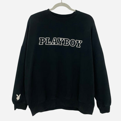Playboy by PacSun Black & White Graphic Crewneck Sweatshirt