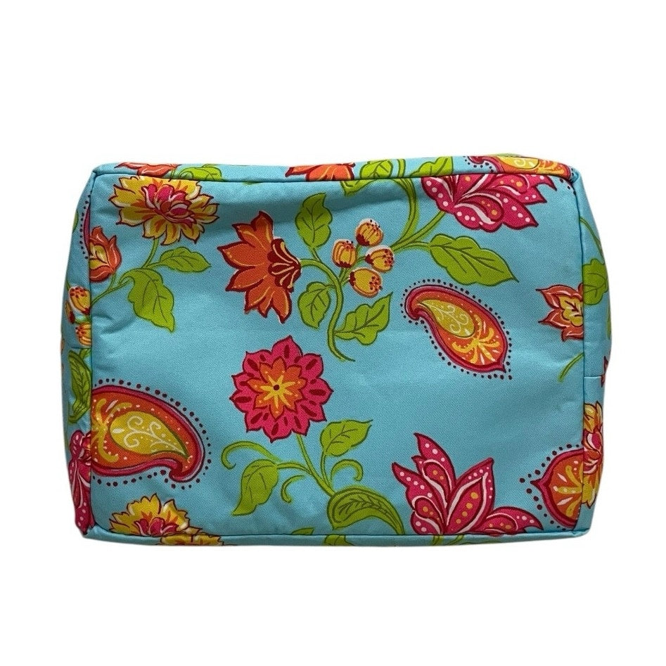 NWT Spring Inspirations Blue & Red Boho Paisley Floral Basket Tote Bag