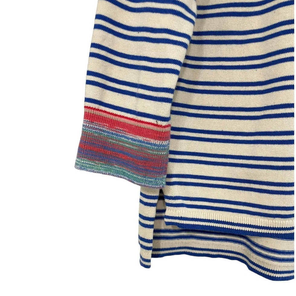 CAbi Blue and White Striped Knit Soft Long Sleeve Blouse