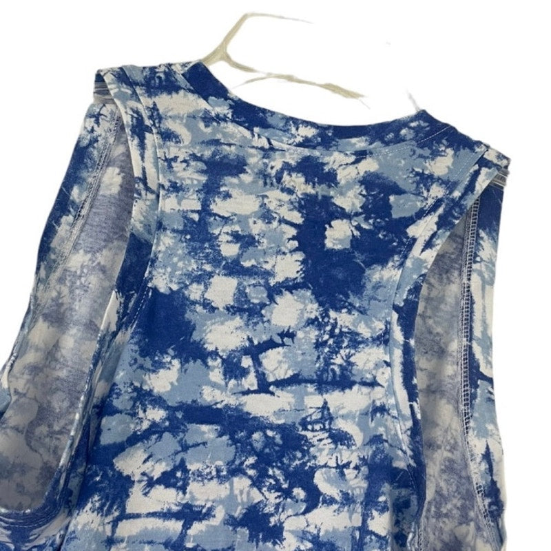 Reebok Soft Blue and White Tie Dye Tank Top