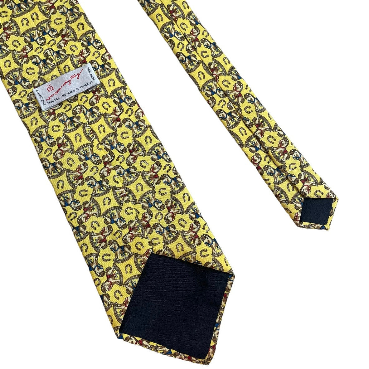 Vonzon Singthong Yellow Rocking Horse Print Mens Silk Neck Tie