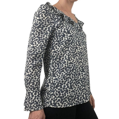 Banana Republic Blue & White Polka Dot Long Sleeve Blouse