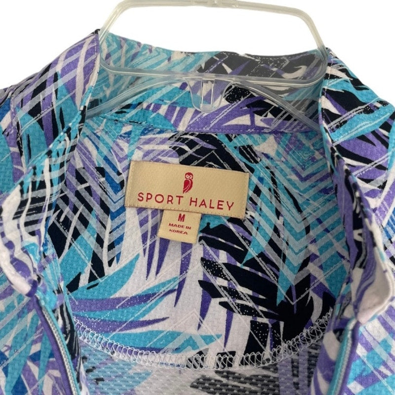 Sport Haley Tropical Print Athletic Short Sleeve Quarter Zip Golf Top