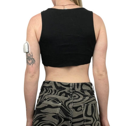Divided by H&M Black Cropped Ribbed Tank Top