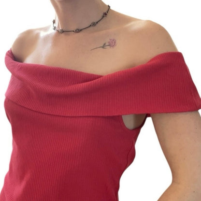 Old Navy Off the Shoulder Foldover Ribbed Blouse