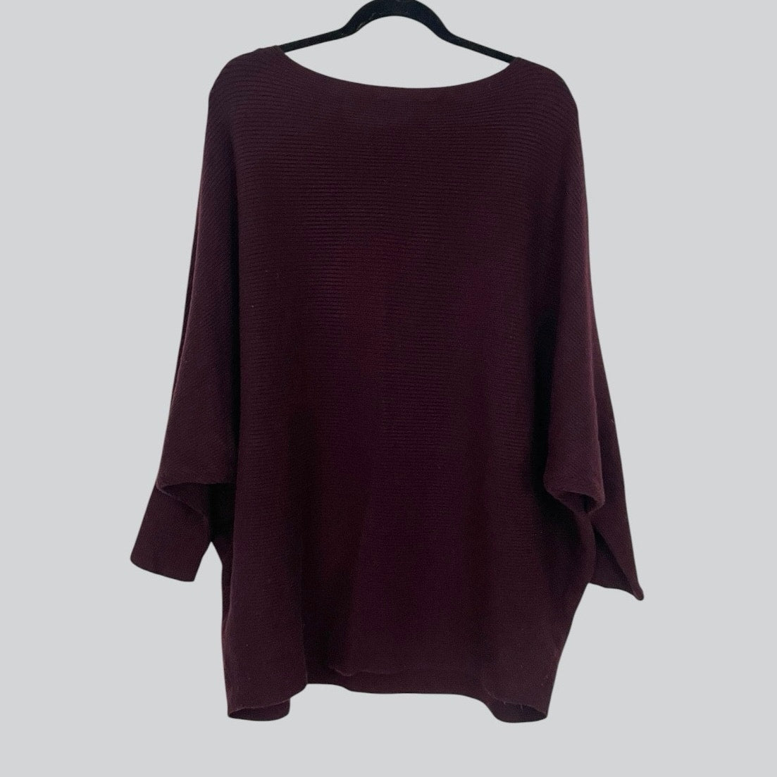 Philosophy Burgundy Ribbed Knit Scoop Neck Sweater