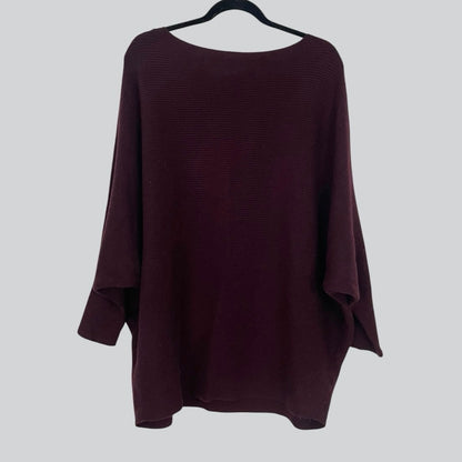 Philosophy Burgundy Ribbed Knit Scoop Neck Sweater