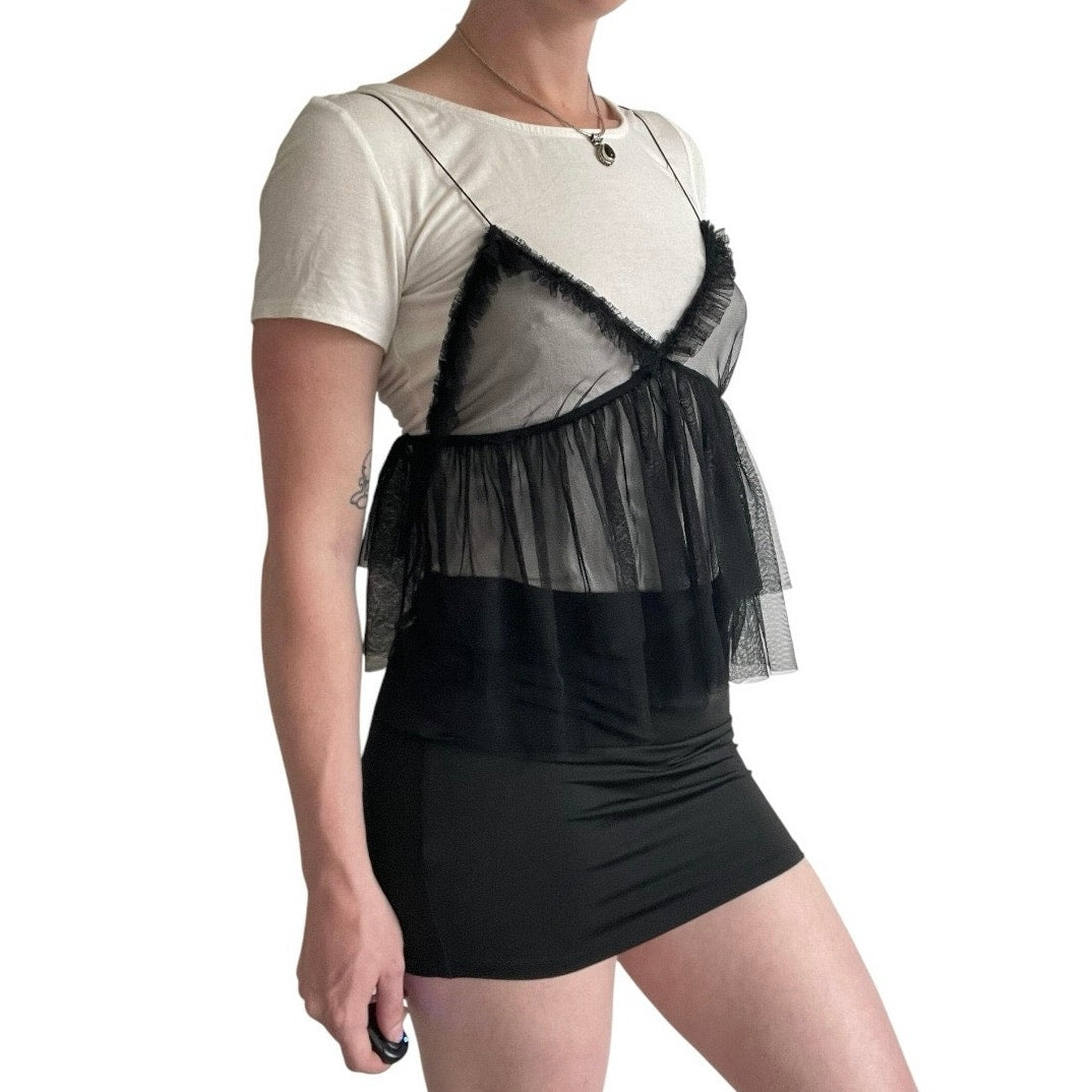 Melrose and Market Black & White Layered Mesh Top