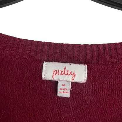 Pixley Red Cutout Shoulder V-Neck Sweater