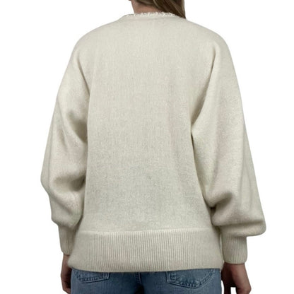 Eddie Dassin Vintage Cream Knit Embroidered Sweater