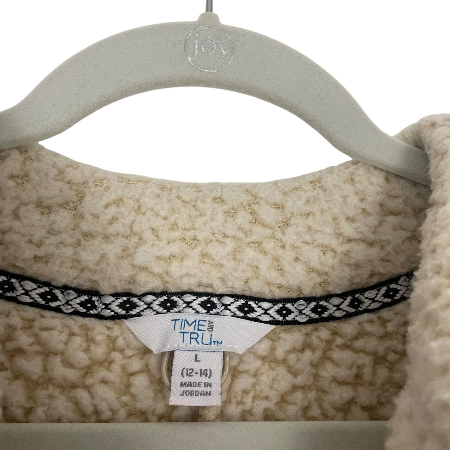 Time and Tru Fluffy Oatmeal Heather Cream Sherpa Teddy Quarter Zip