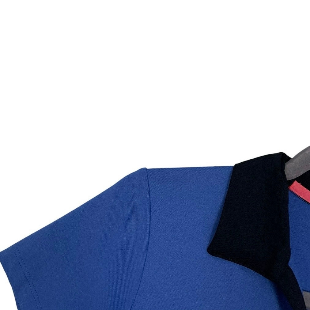 EP New York Blue & Black Short Sleeve Cutout Back Fitted Active Polo