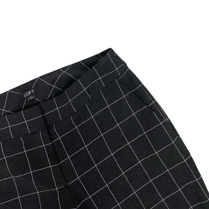 LOFT Julie Dark Grey & Pink Grid Check Plaid Trousers