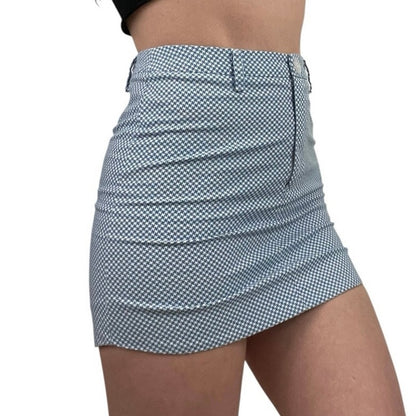 Sky and Sparrow Blue & White Patterned Mini Skirt
