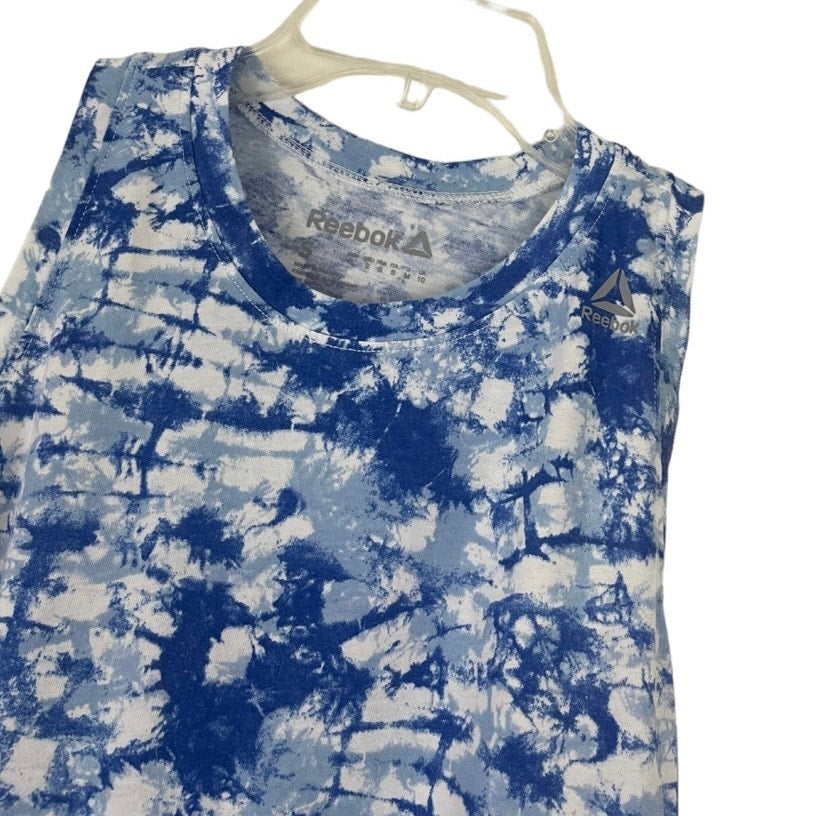 Reebok Soft Blue and White Tie Dye Tank Top