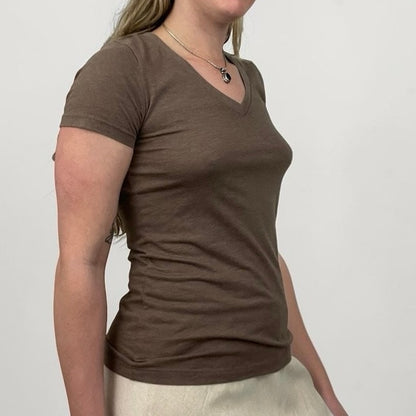 Mossimo Supply Co Brown V-Neck Short Sleeve Top