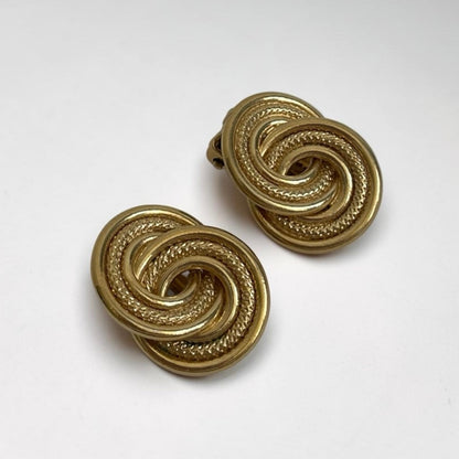 Vintage Gold Tone Clip On Statement Earrings