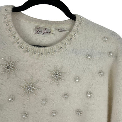 Eddie Dassin Vintage Cream Knit Embroidered Sweater