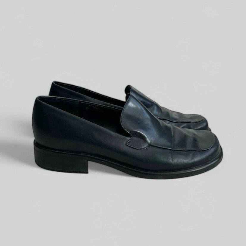 Franco Sarto Flex Black Genuine Leather Slip-On Loafers