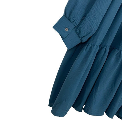 NWT Ella Pearl Ruby Jane Dusty Blue Long Sleeve Woven Notched Tier Dress