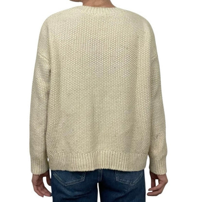 H&M Cream Zig-Zag Knit Crewneck Sweater